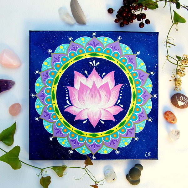 peinture sur toile cosmos-fleur de lotus