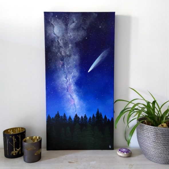 peinture sur toile cosmos comète léonard-60x30cm