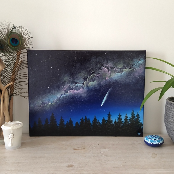 peinture-sur-toile-cosmos-comete-leonard-40×30