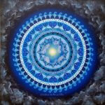 peinture vibratoire mandala bleu agartha-50x50