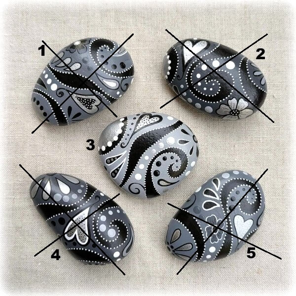 galets peint volutes noir gris 1 galets peint volutes noir gris