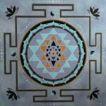 peinture vibratoire sri yantra bleu/or