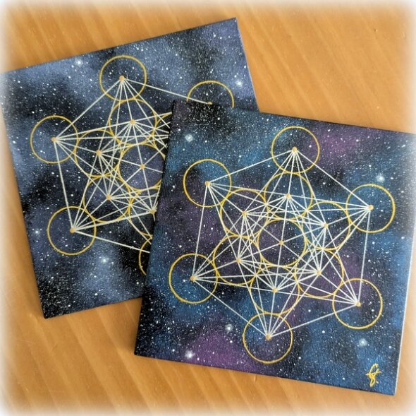 peinture vibratoire cube de métatron 15x15