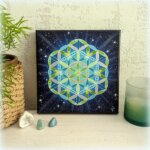 peinture vibratoire fleur de vie vert turquoise
