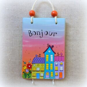 patère 2 clés maisons-bois peint