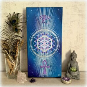 peinture vibratoire-fleur de vie-croix de ankh