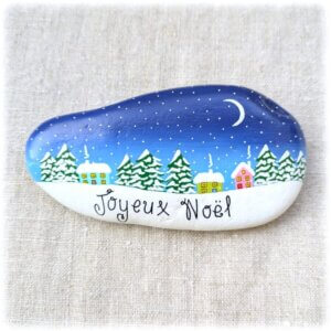 galet peint - galet de noel