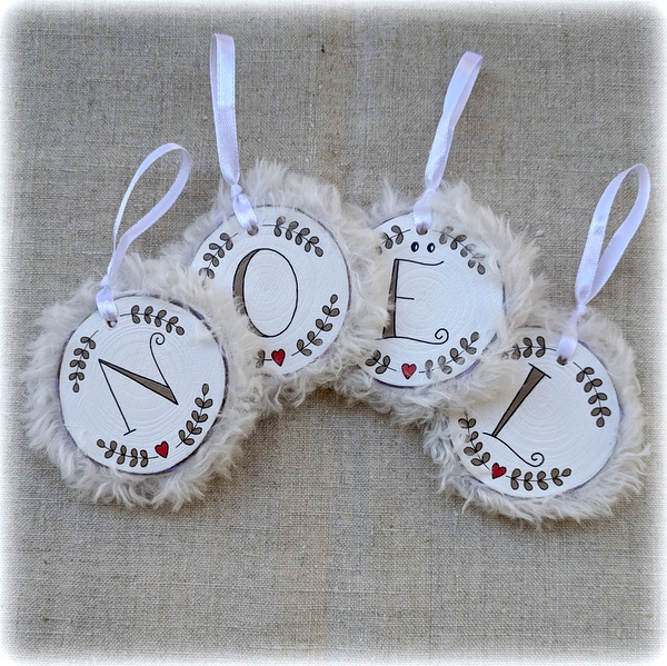 rondelles bois noel laine